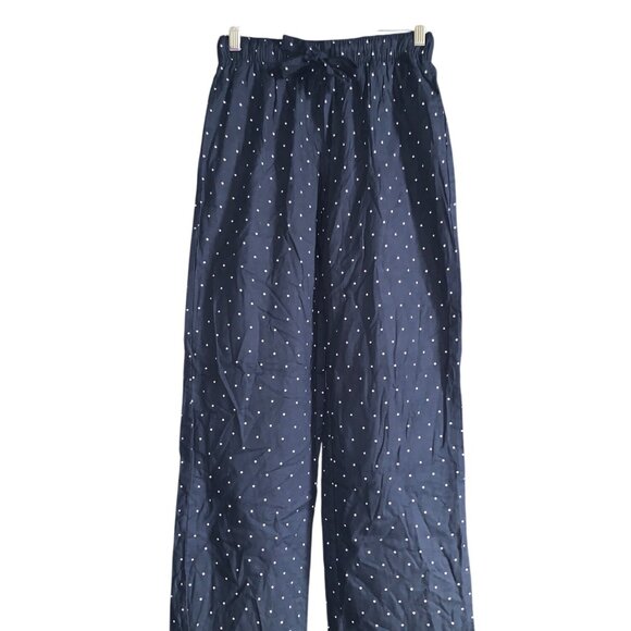 Auden Womens Navy Blue Polka Dot Wide-Leg Sleepwear Pants With Pockets Size XS - Picture 3 of 10